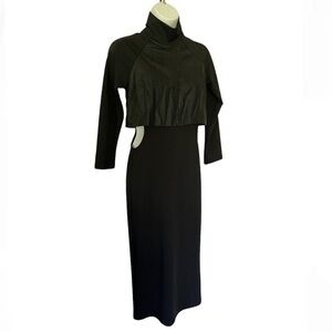 Mod Black Label black cutout mock turtleneck midi dress size medium NWOT